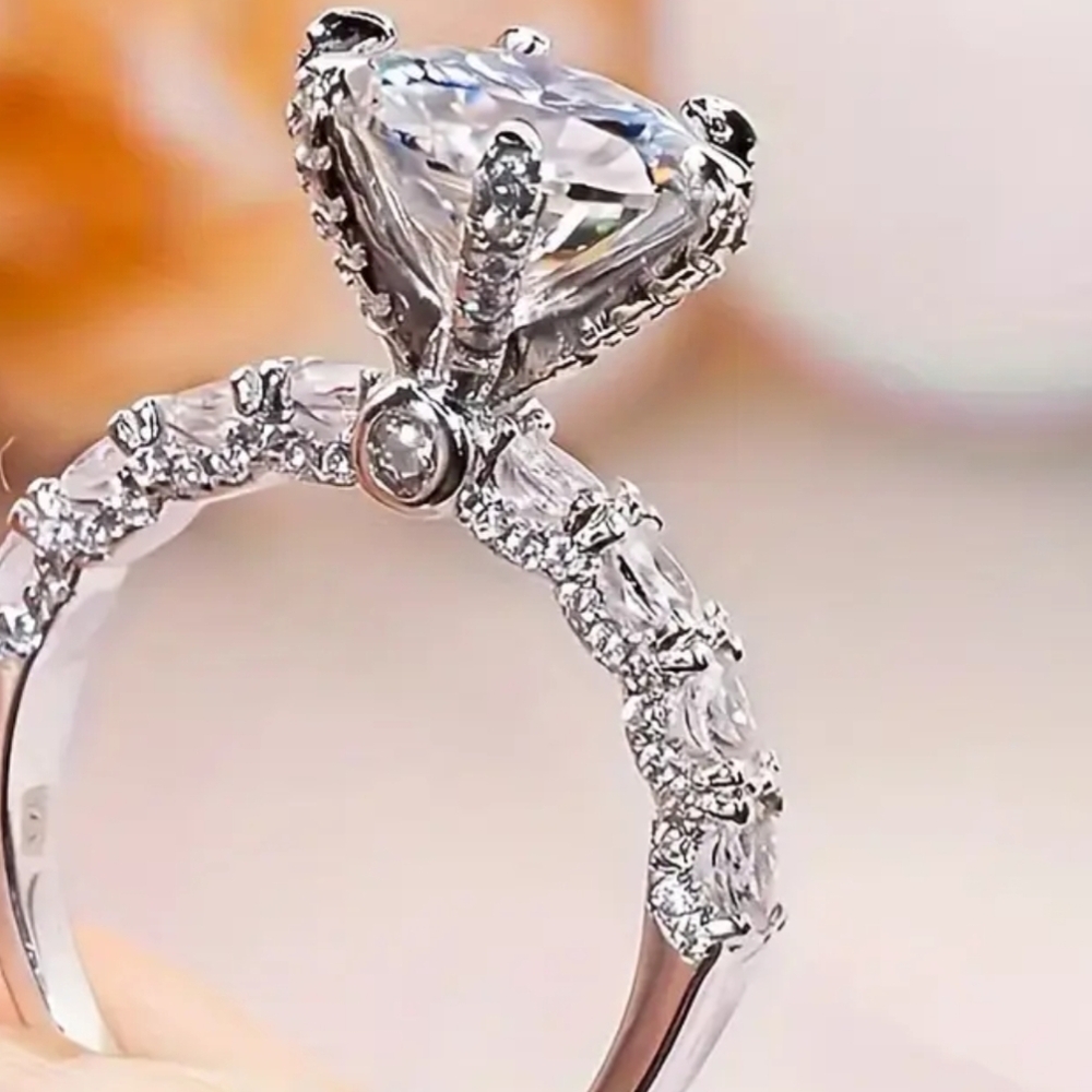 Dazzling Silver Moissanite Ring - image 4